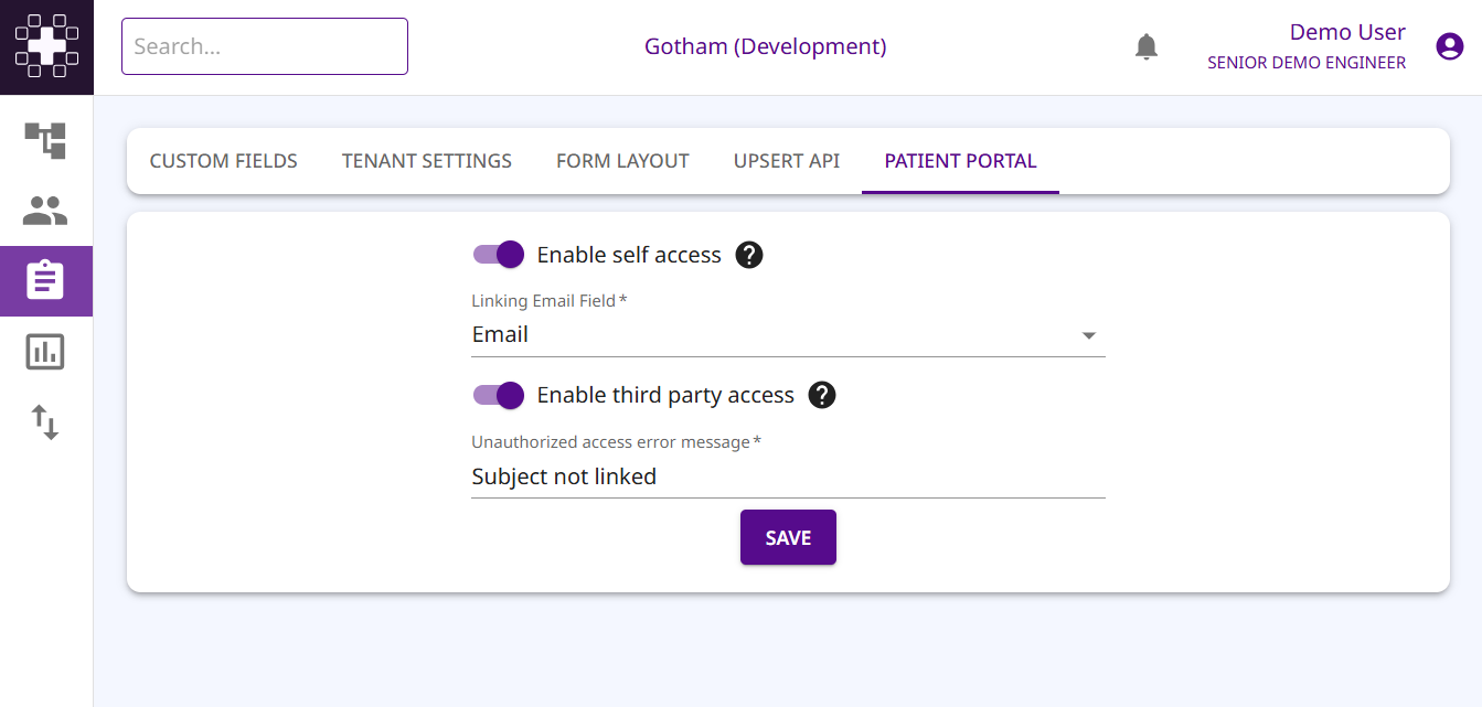 Portal configuration page